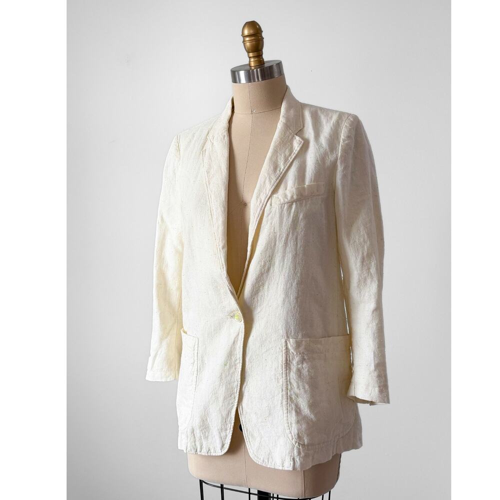 Forte forte Linen Confetti Speckled Cream Blazer Jacket Cream Neon Yellow Green - Picture 11 of 13